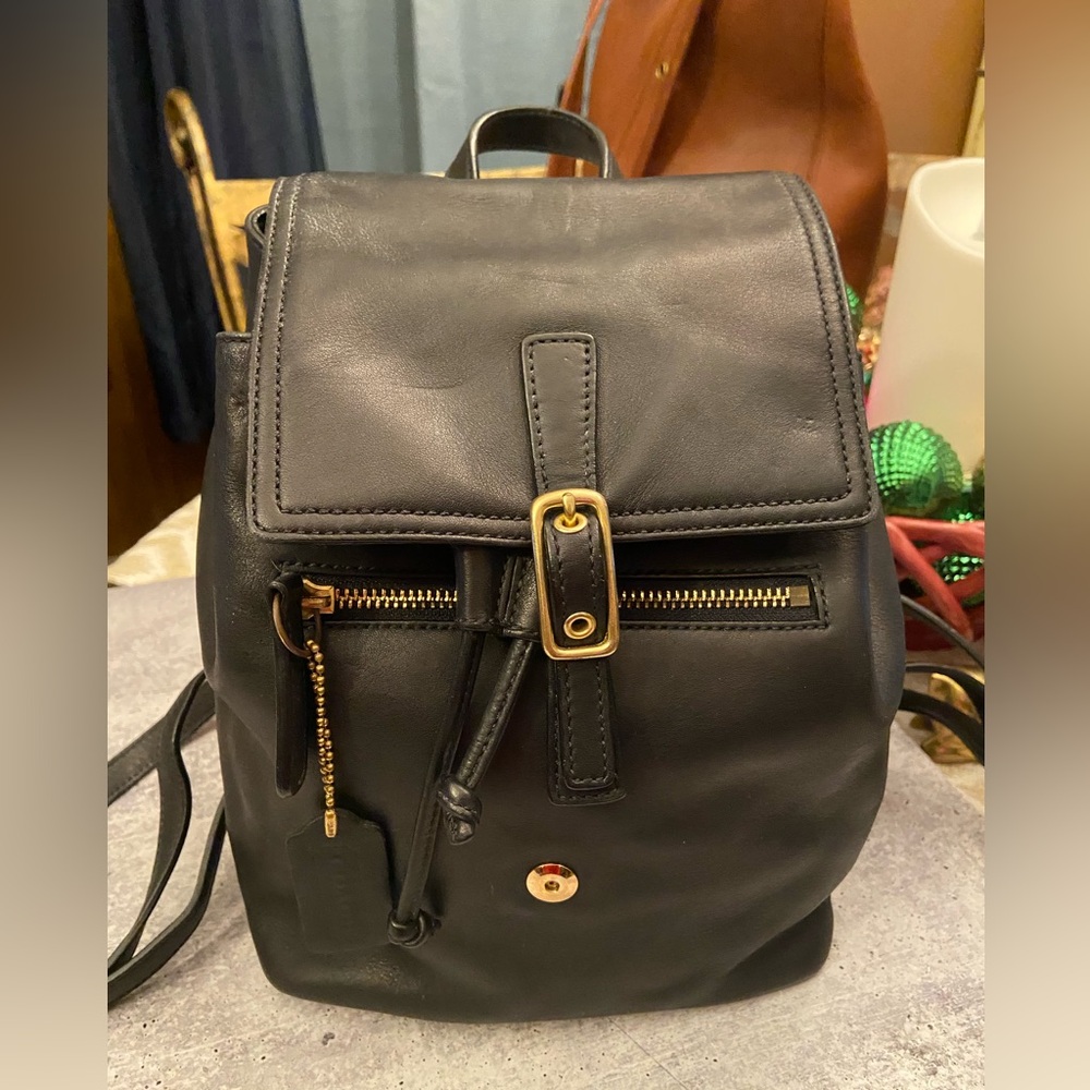Coach Authentic Black Hampton Legacy Leather Backpack 9858